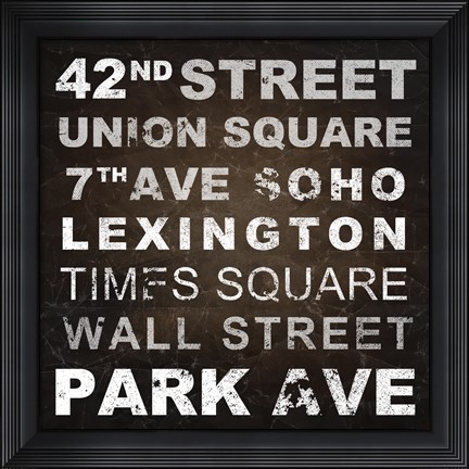 Framed New York Places I Print