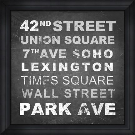 Framed New York Places I Print