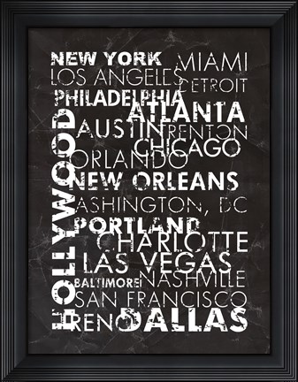 Framed United States Cities Print