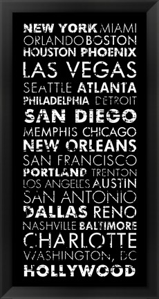 Framed USA Cities Black Print