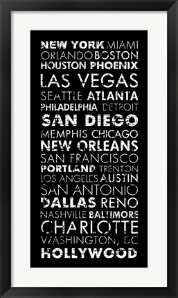 Framed USA Cities Black Print