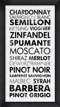Framed Wine List I Print