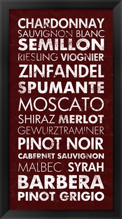 Framed Wine List III Print