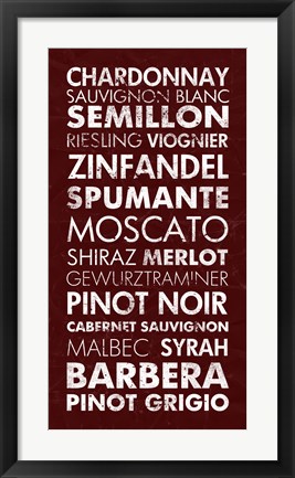 Framed Wine List III Print