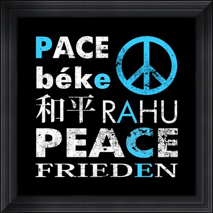 Framed Blue Peace Square I Print