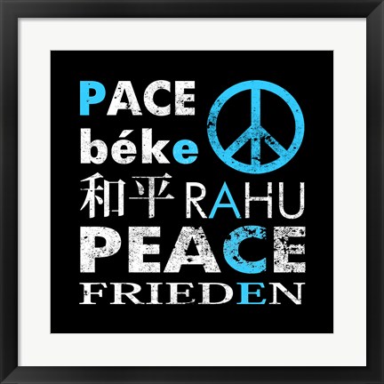 Framed Blue Peace Square I Print