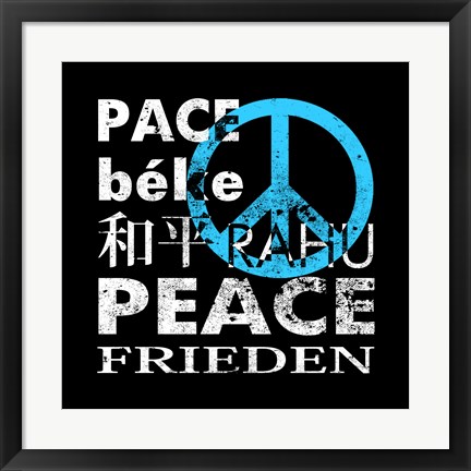 Framed Blue Peace Square II Print