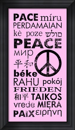 Framed Pink Peace Languages Print