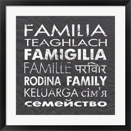 Framed Family Square Gray Print