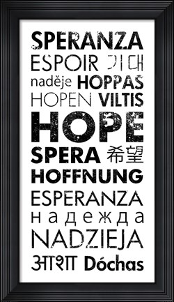 Framed Hope Languages Print