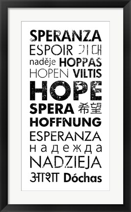 Framed Hope Languages Print