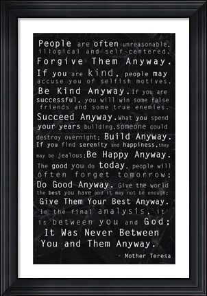 Framed Mother Teresa Quote Black Print