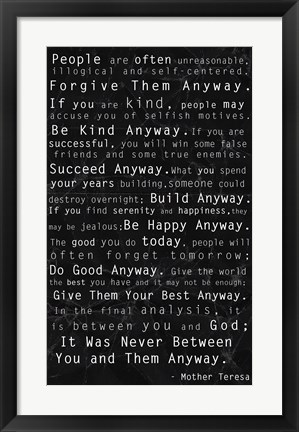 Framed Mother Teresa Quote Black Print