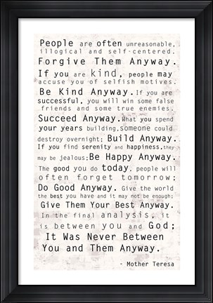 Framed Mother Teresa Quote Print