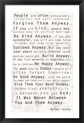 Framed Mother Teresa Quote Print