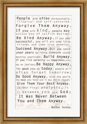 Framed Mother Teresa Quote Print