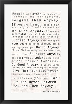 Framed Mother Teresa Quote Print