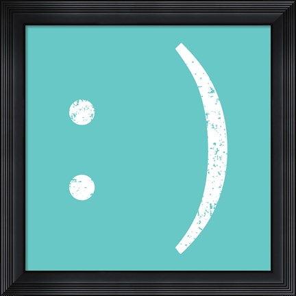 Framed Aqua Smiley Print
