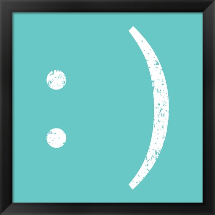 Framed Aqua Smiley Print