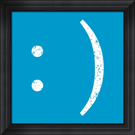 Framed Blue Smiley Print