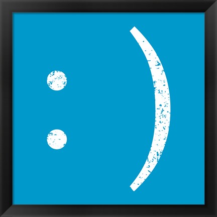 Framed Blue Smiley Print