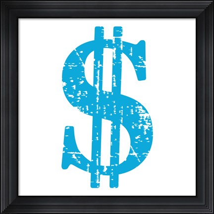 Framed Blue Dollar Sign Print