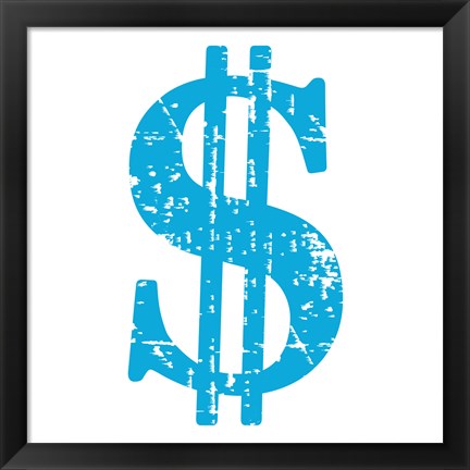 Framed Blue Dollar Sign Print