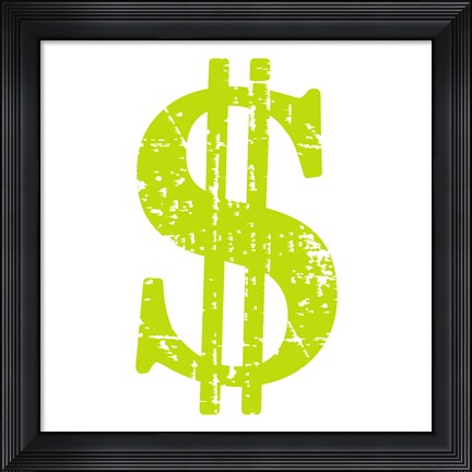 Framed Lime Dollar Sign Print