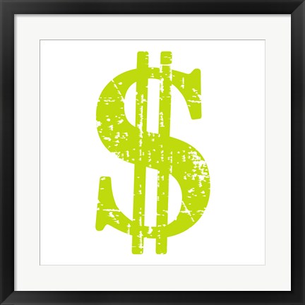 Framed Lime Dollar Sign Print