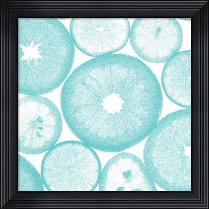 Framed Aqua Lemon Slices Print