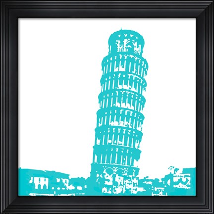 Framed Pisa in Aqua Print