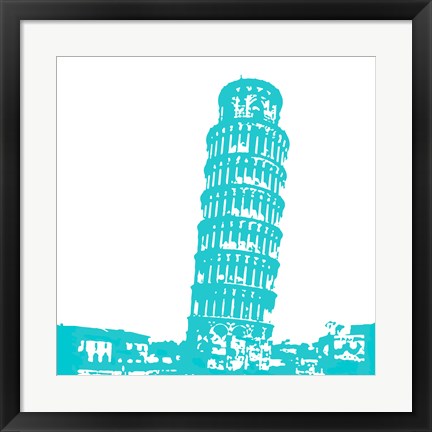 Framed Pisa in Aqua Print