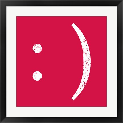 Framed Red Smiley Print