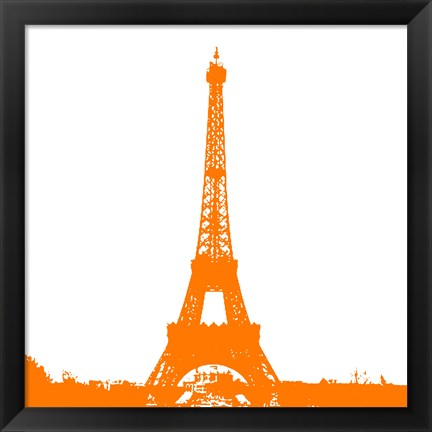 Framed Orange Eiffel Tower Print