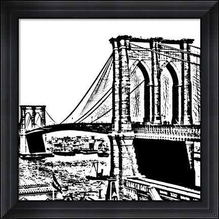 Framed Black Brooklyn Bridge Print