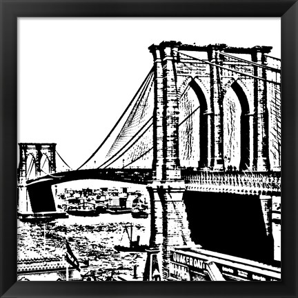 Framed Black Brooklyn Bridge Print