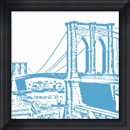 Framed Blue Brooklyn Bridge Print