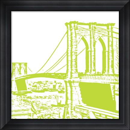 Framed Lime Brooklyn Bridge Print