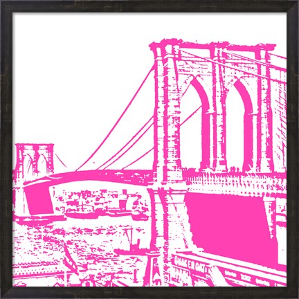 Framed Pink Brooklyn Bridge Print