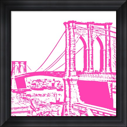 Framed Pink Brooklyn Bridge Print