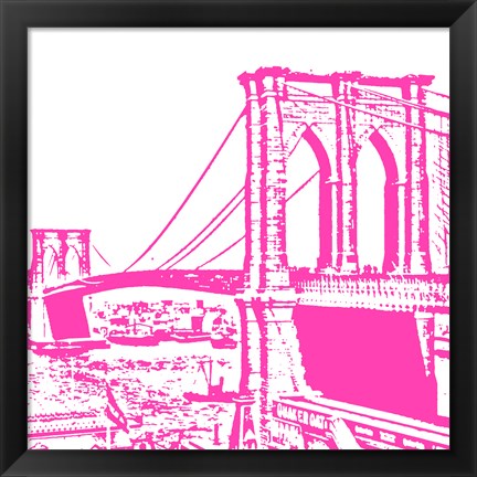 Framed Pink Brooklyn Bridge Print