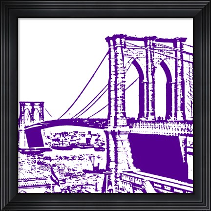 Framed Purple Brooklyn Bridge Print