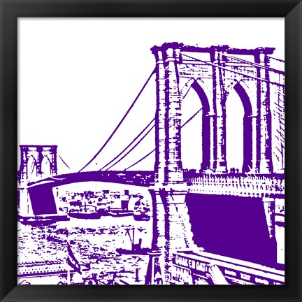 Framed Purple Brooklyn Bridge Print