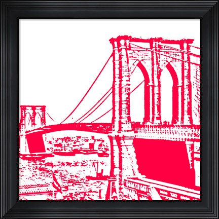 Framed Red Brooklyn Bridge Print