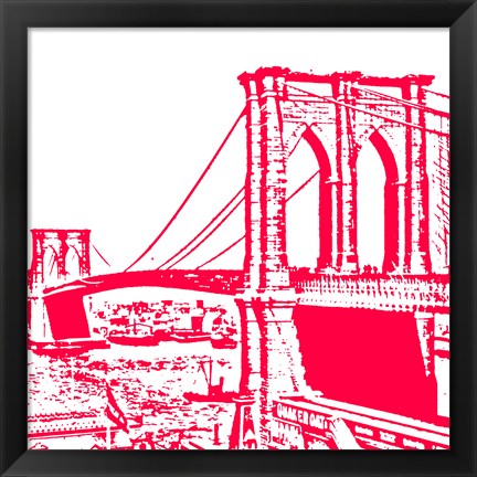 Framed Red Brooklyn Bridge Print