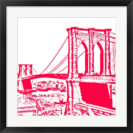 Framed Red Brooklyn Bridge Print