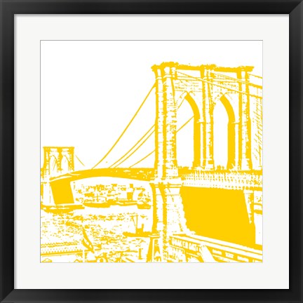 Framed Yellow Brooklyn Bridge Print