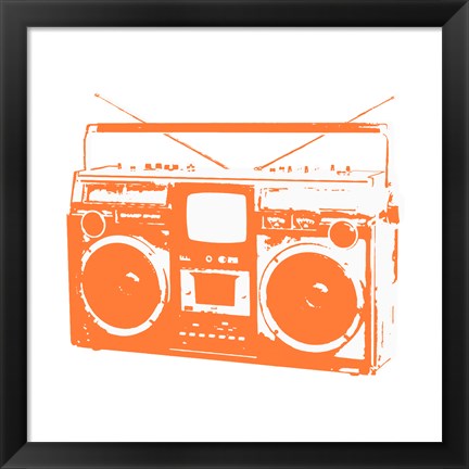 Framed Orange Boom Box Print