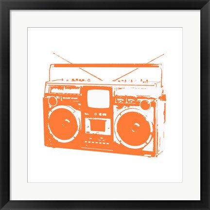 Framed Orange Boom Box Print