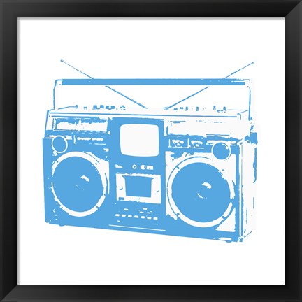 Framed Blue Boom Box Print